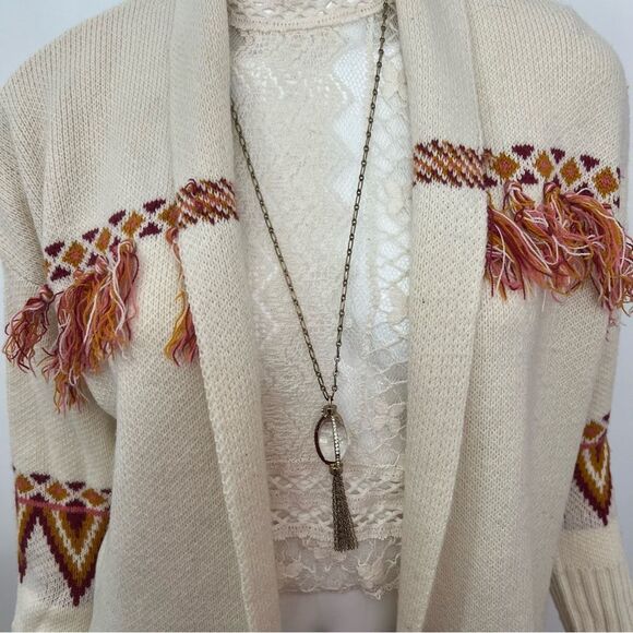 Matilda Jane Cream Aztec Fringe Cardigan -- XS - Picture 8 of 13